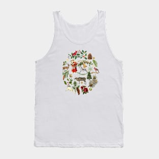 Winter Holidays Vintage Illustrations Collage Tank Top